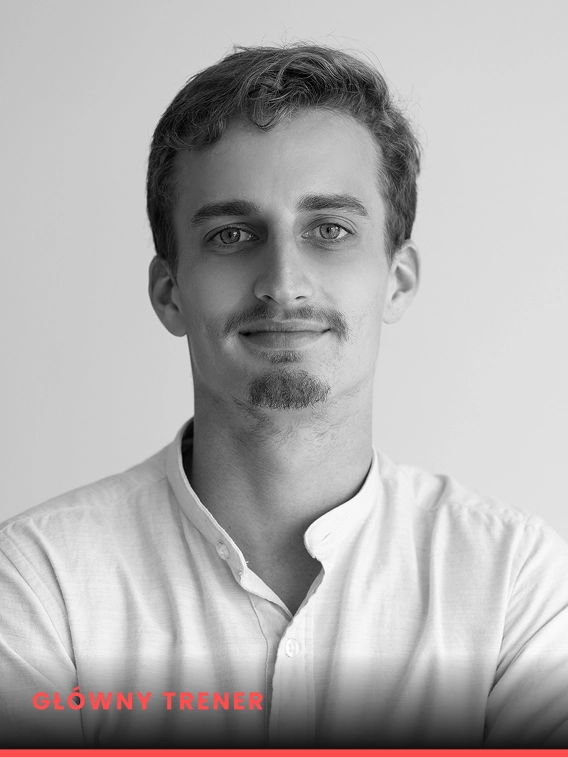 Portret Marka Zielińskiego, głównego trenera Vertolik specjalizującego się w strategii i podstawach gry rywalizacyjnej.